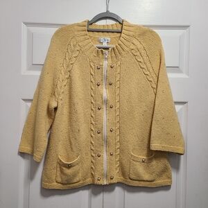 Studio‎ Works Mustard Cable Knit Cardigan Large
